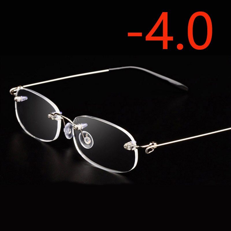 Kantfri metalramme nærsynede briller ultralette kortsigtede nærsynethed briller kvinder mænd  -1.0 -1.5 -2 -2.5 -3 -3.5 -4.0: Moypia 400