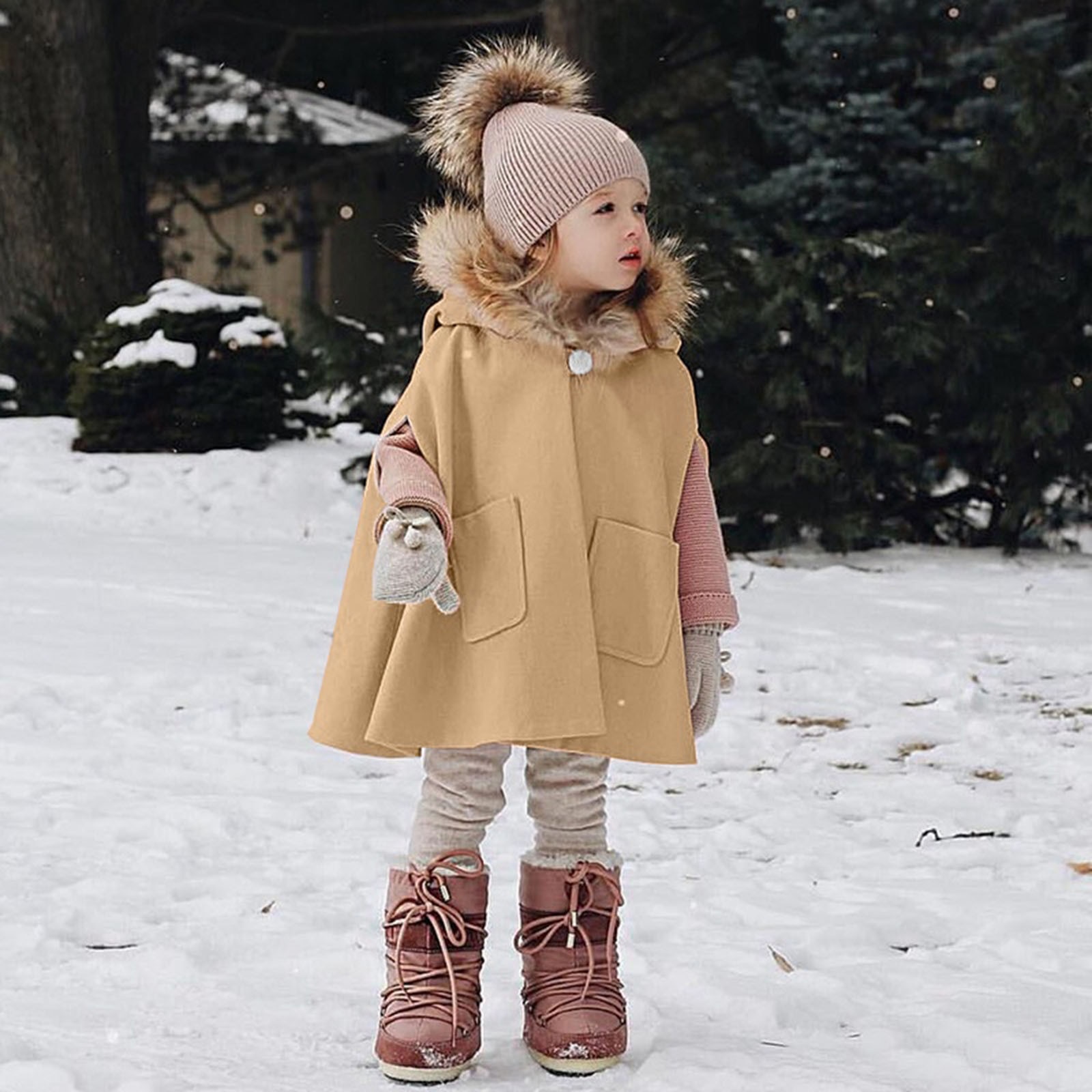 Winter Coat Toddler Jackets For Girls Baby Kids Girls Windproof Thicken Warm Hooded Cloak Kurtka Zimowa Damska