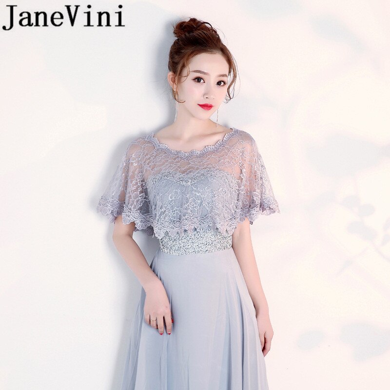 JaneVini Black Evening Shrug White Lace Bridal Wrap Boleros Cape Etole Mariage Women Short Wedding Bolero Jacket