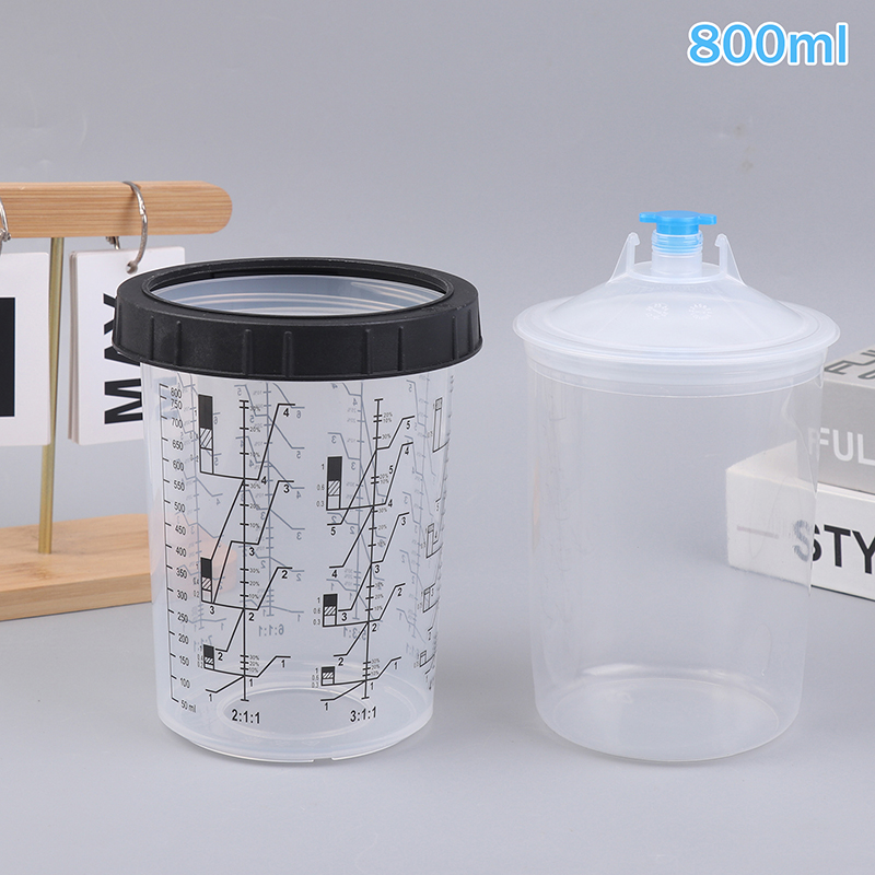 CA 1Pc Verf Spray Cup 180/350/800 ml Plastic Verf Mengbeker Wegwerp Verf Cup Spray Pot Type Quick Cup: Donkergrijs