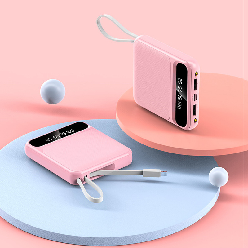 30000mAh Power Bank LCD Digital Display Phone Fast Charger LED Lighting Portable Outdoor Travel Powerbank for All Smartphones: pink