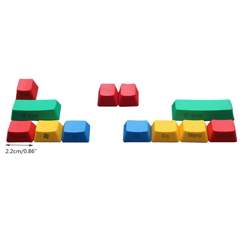 10PCS PBT 12 Keys Replacement Mechanical Keyboard Keycap RGBY Color OEM Profile Dyesub Keycaps ALT CTRL SHIFT ESC