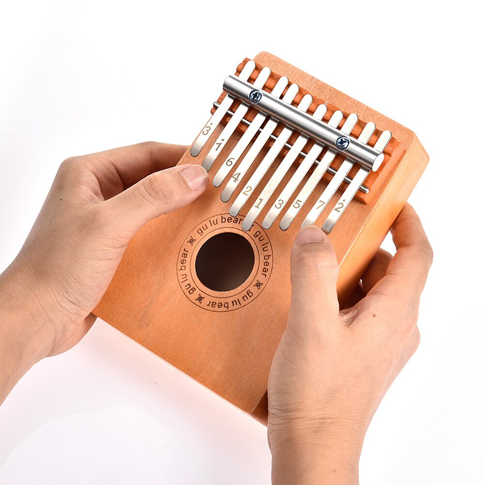 17 Toetsen Piano Hout Mahonie Body Muziekinstrument Met Leren Boek Hamer Voor Beginner Kalimba Tas: 10 keys