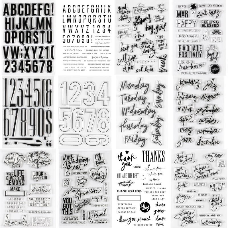 timbre clair anglais 2024, Sentiments mensuels de février, timbres transparents pour bricolage, Scrapbooking/Album Photo, tampons de décoration