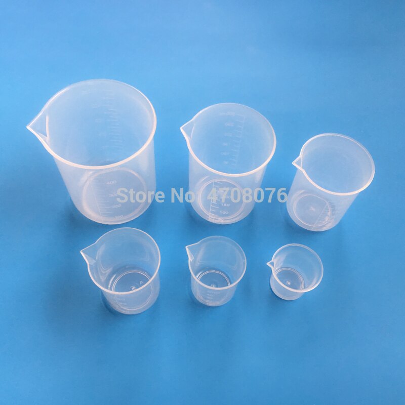 25-500ml PP laboratory measuring cup with scale mark Plastic Lab beaker clear flat bottom for scientific experiment