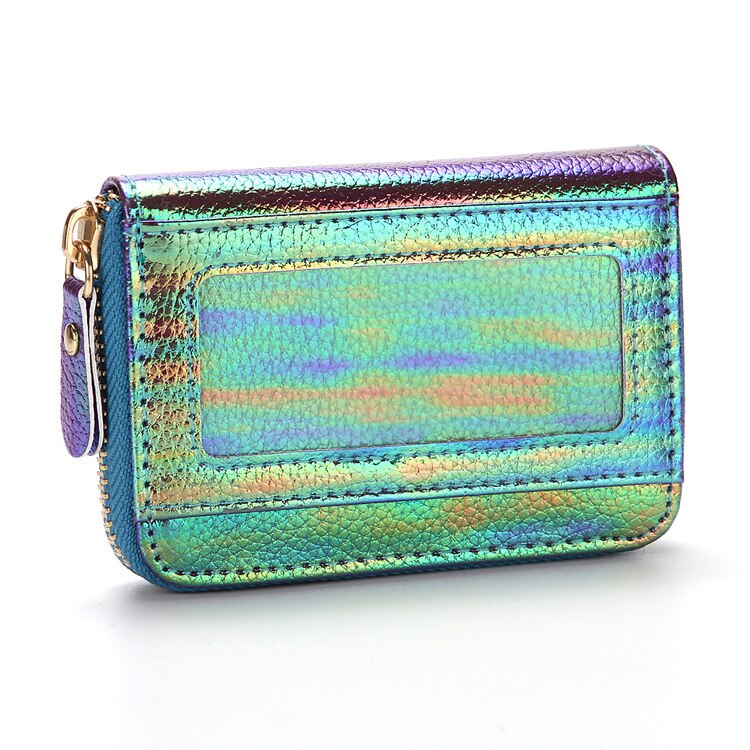 Novelty Rainbow Rfid Protection Mini Wallet Women For Credit Cards Business Card Holders Brand Ladies Card Case: MIX COLOR