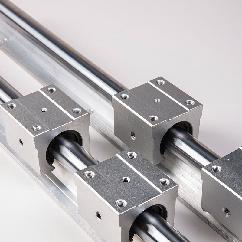 12mm Linear Rail SBR12 400mm 2pcs Round Linear Guide + 4pcs SBR12UU Linear Slide Shaft Aluminum Care CNC Woodworking Sliders