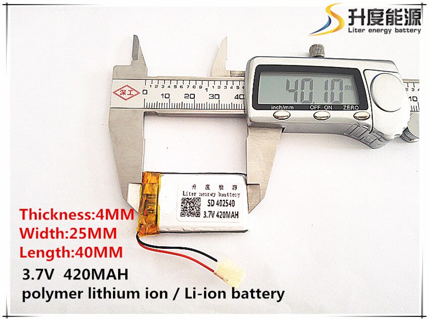 3.7v 420 mah 402540 lithium-polymer li-po li ion genopladelige battericeller til  mp3 mp4 mp5 gps mobil tabletbatteri