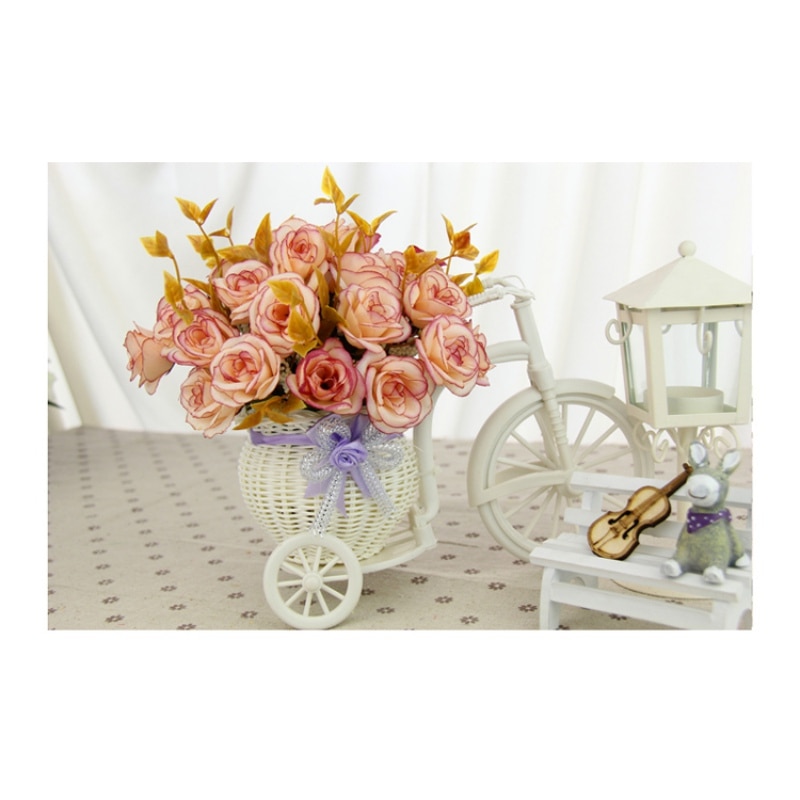 DIY Plastic White Tricycle Bike Flower Basket Bicycle Container For Flower Plant Home Wedding Party Decoration Wreaths