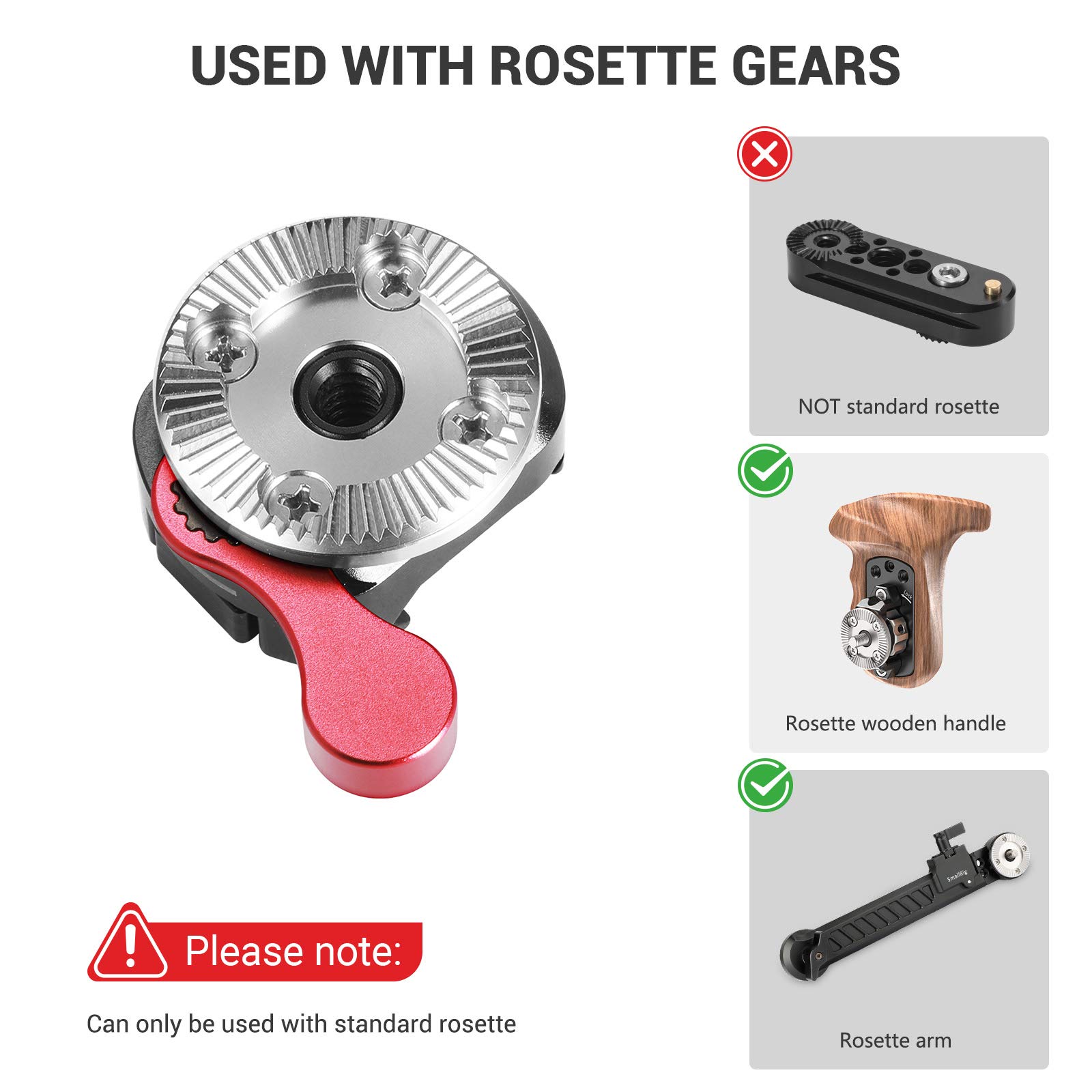 SmallRig Quick Release NATO Clamp to Arri Rosette For Universal Camera Cage With Nato Rail/Arri Rosette Wooden Hanldle - 2046