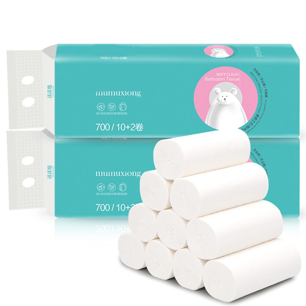 Coreless Roll Paper Super Tough 4 Layers 650 g 12 Rolls (medium stick) Toilet Paper Towel Household Home Supplies