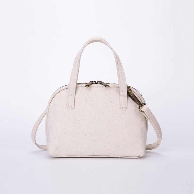 High-End Buitenlandse Stijl Mini Canvas Shell Tas Ins Messenger Wilde Handtas: Beige