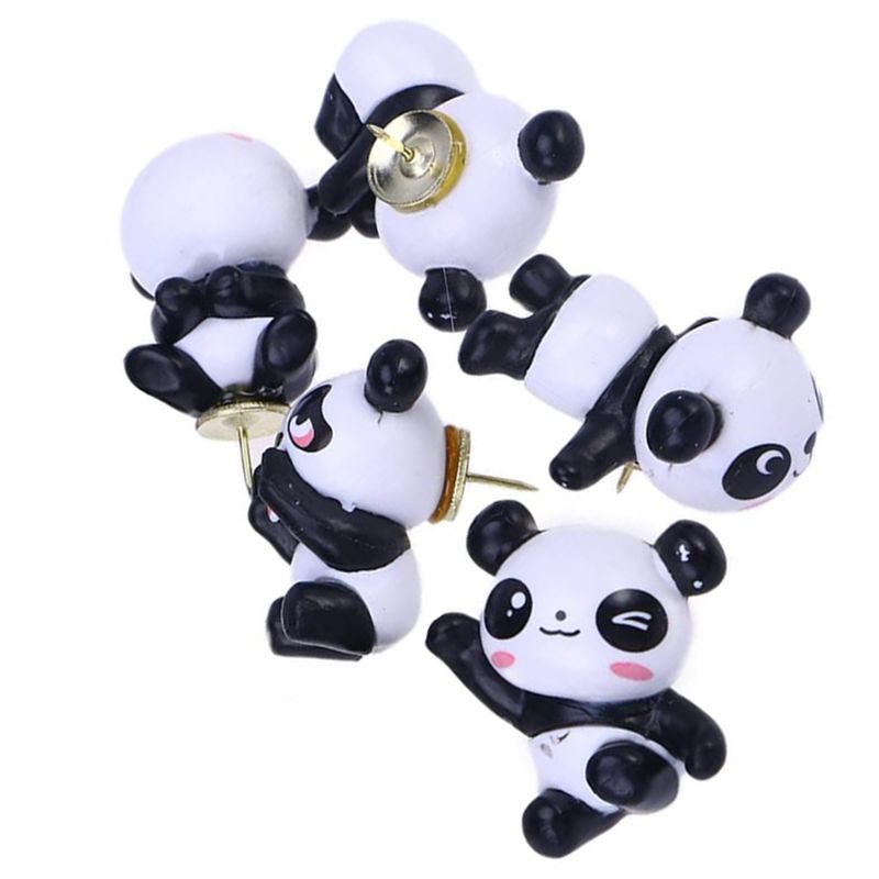 Panda form häftstift söt tecknad teckning nål trycknålar för kartor kalender 8 st