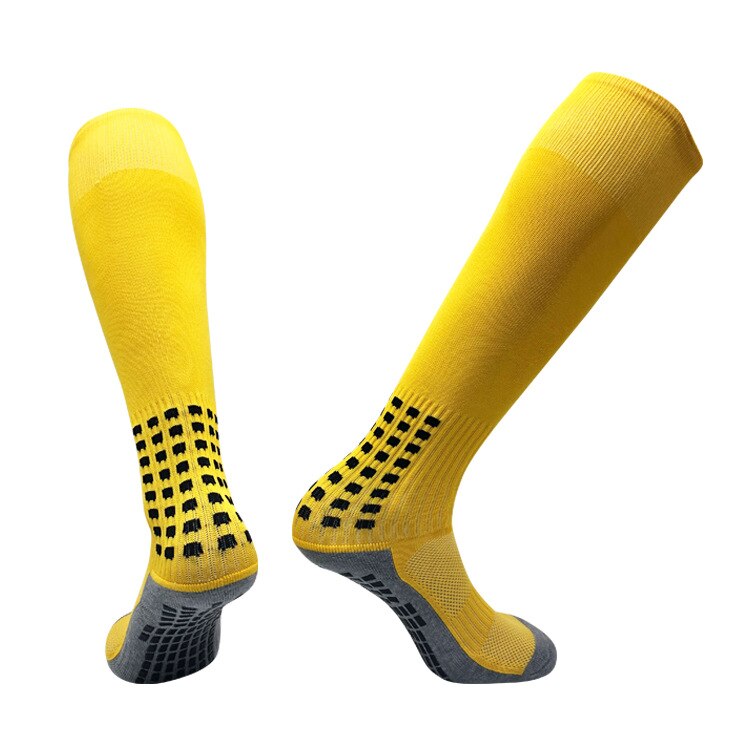 Mænd kvinder sokker knæhøje lange strømper skridsikre strømper kompression cirkulation basketball sokker voksne: Gul