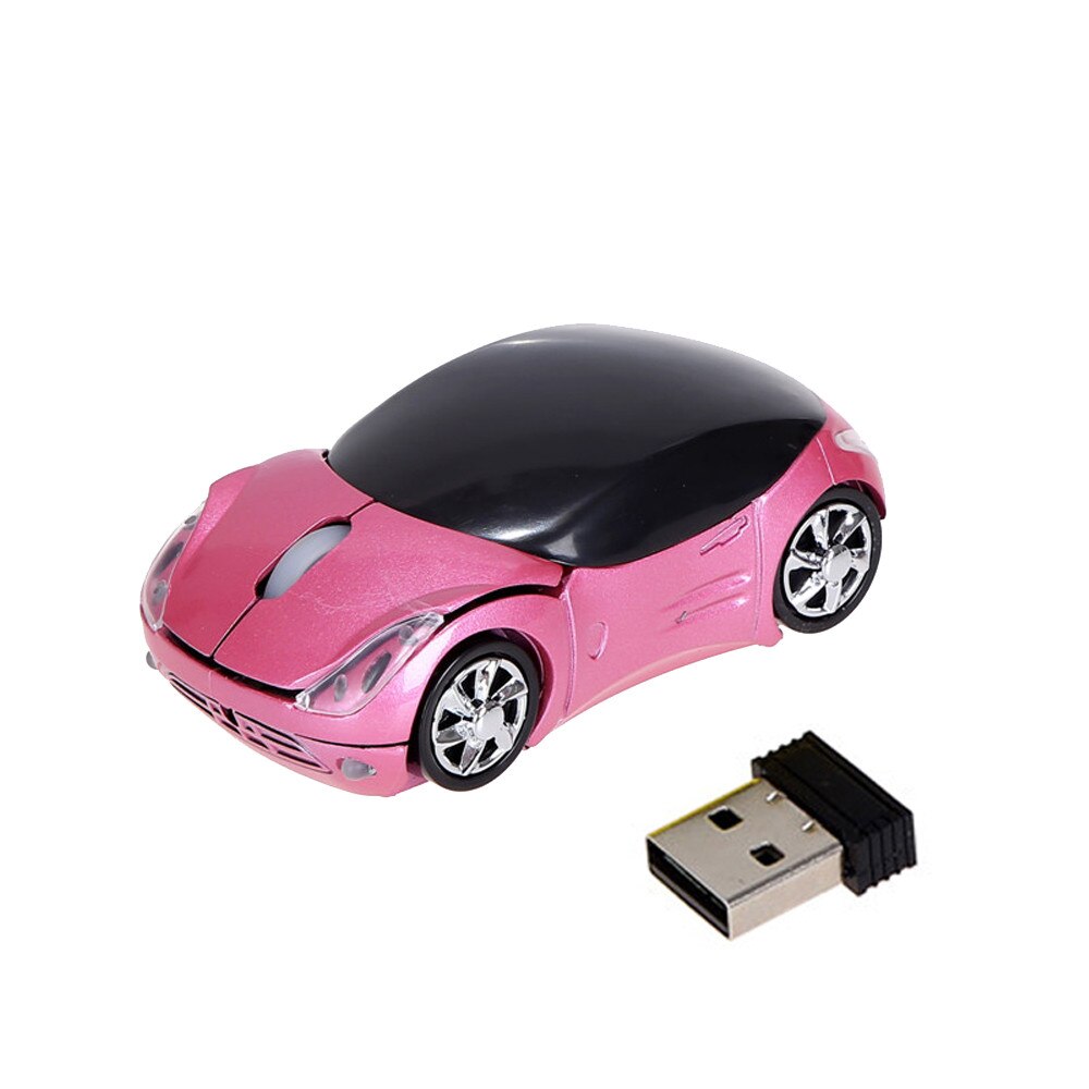 2.4Ghz 3-Bouton 1200DPI Souris Sans Fil Mignon De Forme De Voiture Sans Fil Souris Optique USB Sans Fil souris d'ordinateur portable d'ordinateur De Bureau: Pink