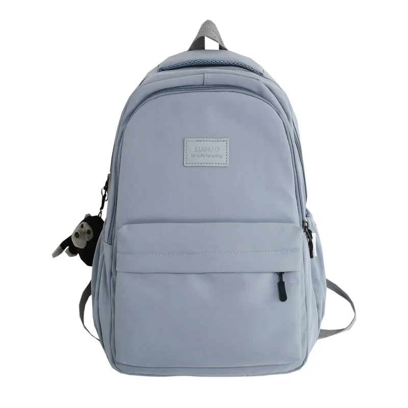 Mochila de Color liso para mujer, bolso de libros universitario con múltiples bolsillos, mochilas informales para ordenador portátil, mochila escolar para hombres y adolescentes, mochilas escolares para niñas: Azul