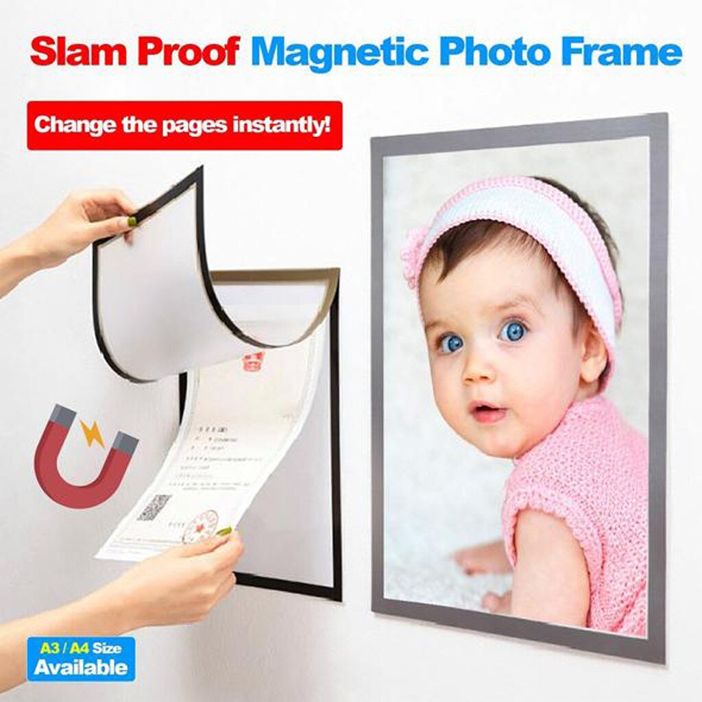 Magnetische Zelfklevende Rubber Poster Frames Sticker Goud Zwart Zilver Muur Decor Foto Foto Certificaten Magnetische Fotolijst
