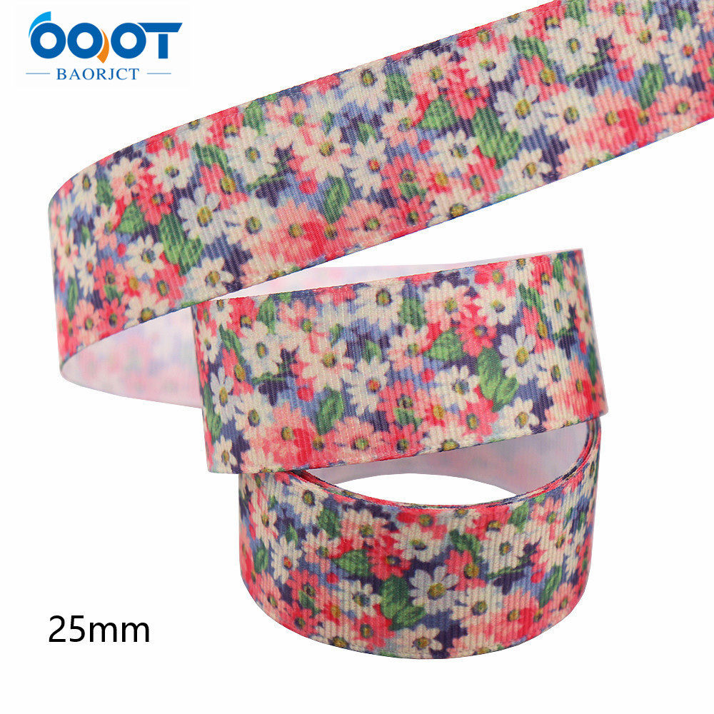 Flower Thermal Transfer Printed Grosgrain Ribbons,25mm 10Yards M-211111-2103 Wrap Bow Cap DIY Accessories Decorations: M-211111-2111