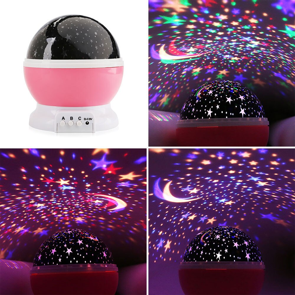 Stars Starry Sky LED Night Light Projector Moon Lamp Battery USB Kids Children Bedroom Lamp Projection Lamp