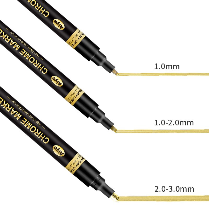 Gold Silver Copper Metallic Liquid Chrome Mirror Marker Pen Waterproof Ink Crude Nib Mirror Metal Effect Craftwork Pen
