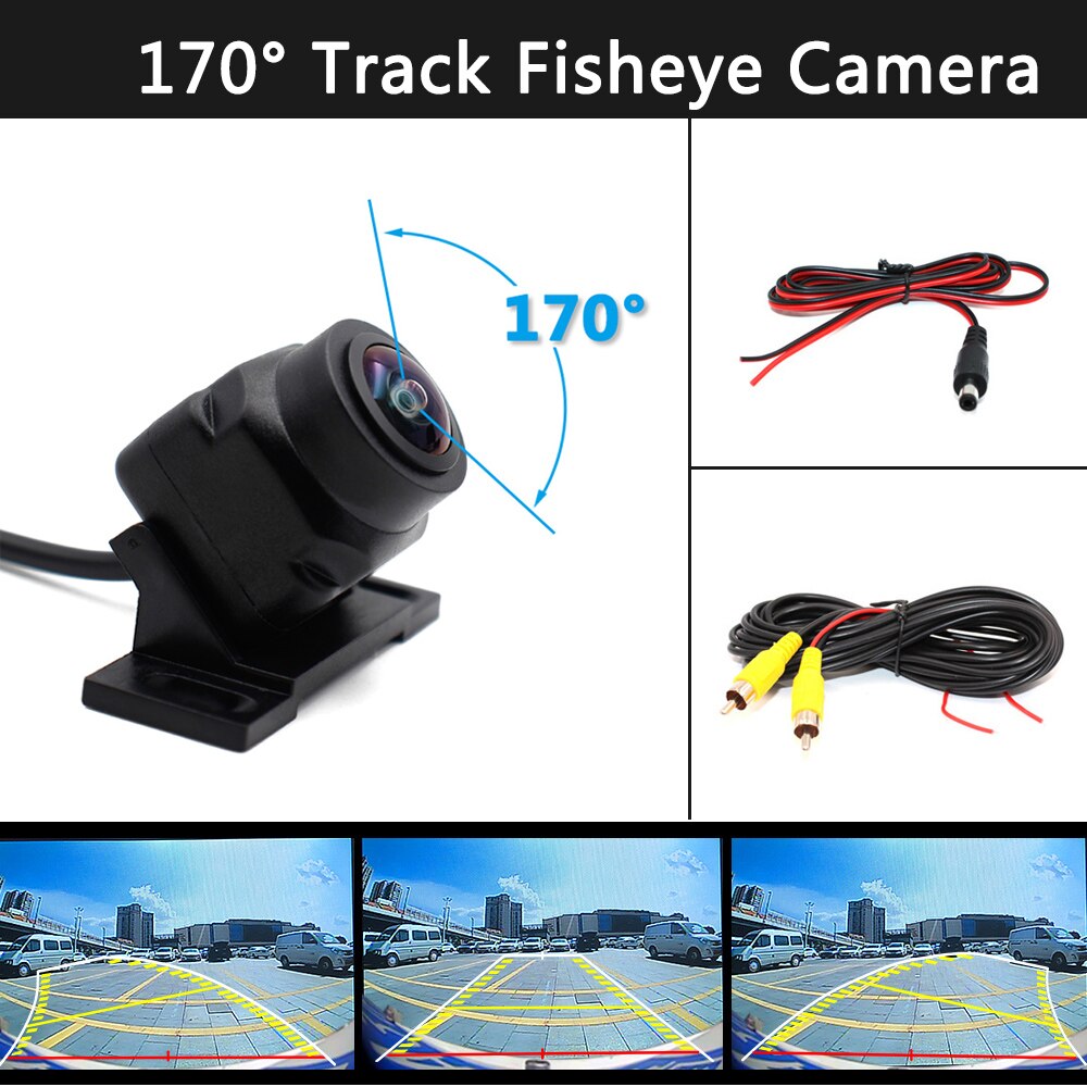 170 Fisheye Lens Intelligent Universal Vehicle Backup Camera Car Rear View Reverse Trajectory Camera with Dynamic Guide Line HD: Gold
