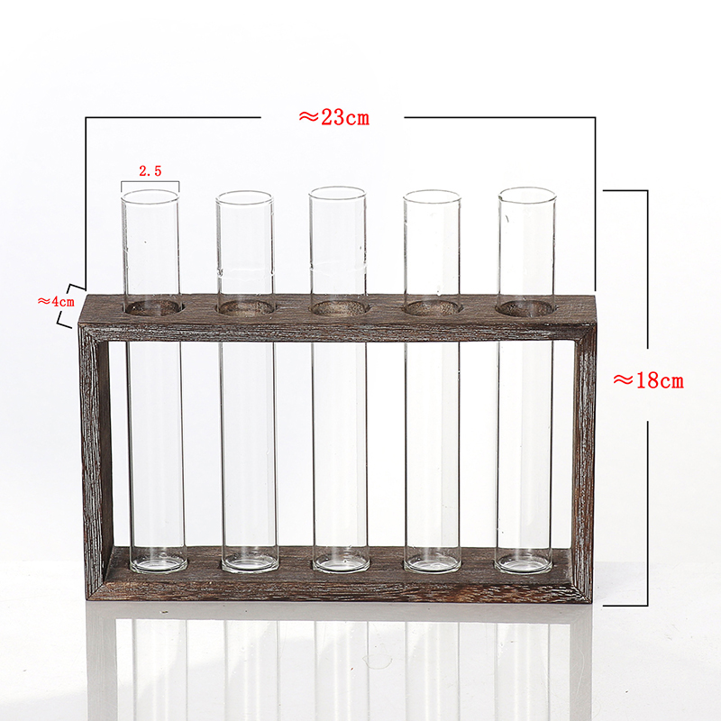 Wasser Pflanzen Glas Vase, Reagenzglas Pflanzer Moderne Blume mit retro Solide Holz Stehen Tabletop