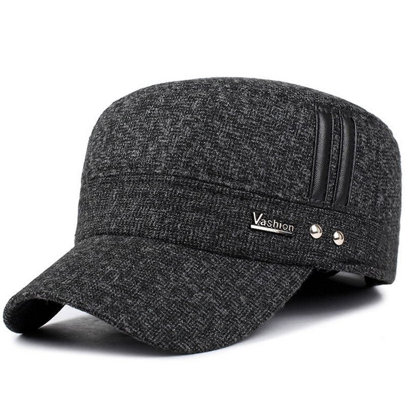 VORON 2017 Europeu novo inverno chapéu de algodão dos homens de moda homens e mulheres de outono e inverno boné de beisebol ajustável elástica cap ouvido: Dark gray