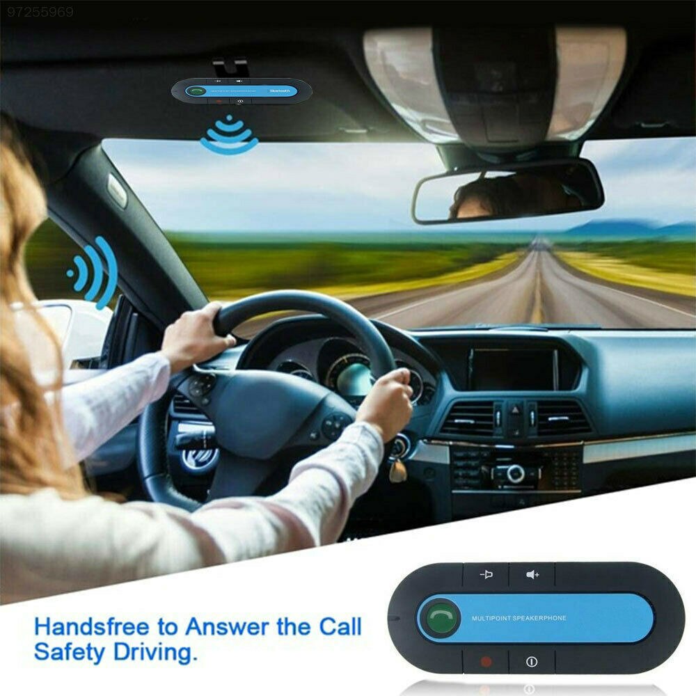 Bärbar bil handsfree bluetooth-mottagare med clip-on solskydd bluetooth bil mobil fordon högtalare telefon musikmottagare trådlös
