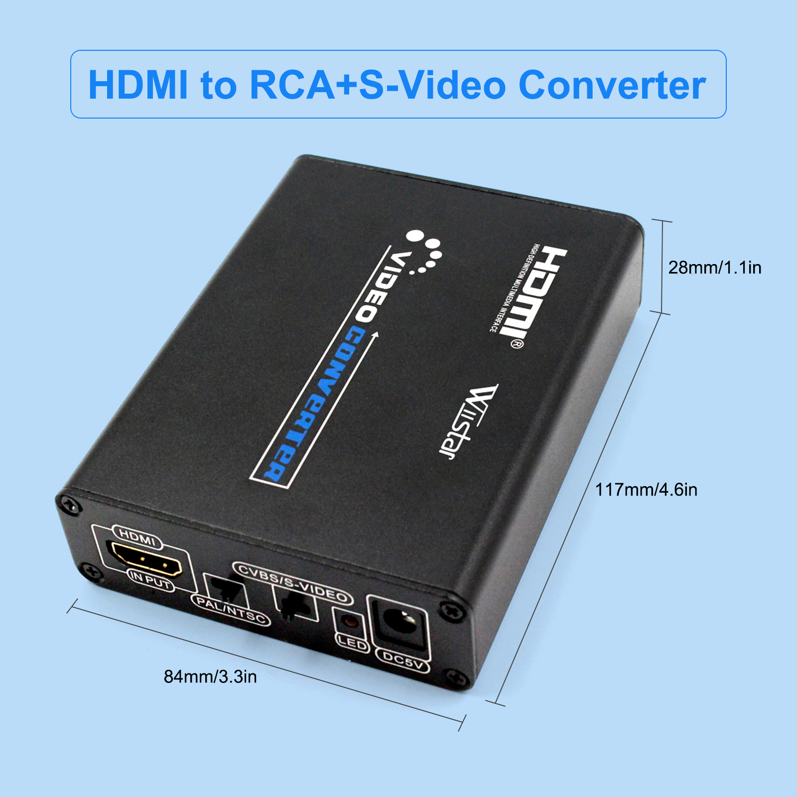 HDMI to AV S-Video CVBS Video Converter HDMI to SVIDEO+S VIDEO Switcher Adaptor HD 3RCA PAL/NTSC Switch for TV PC Blue-Ray DVD