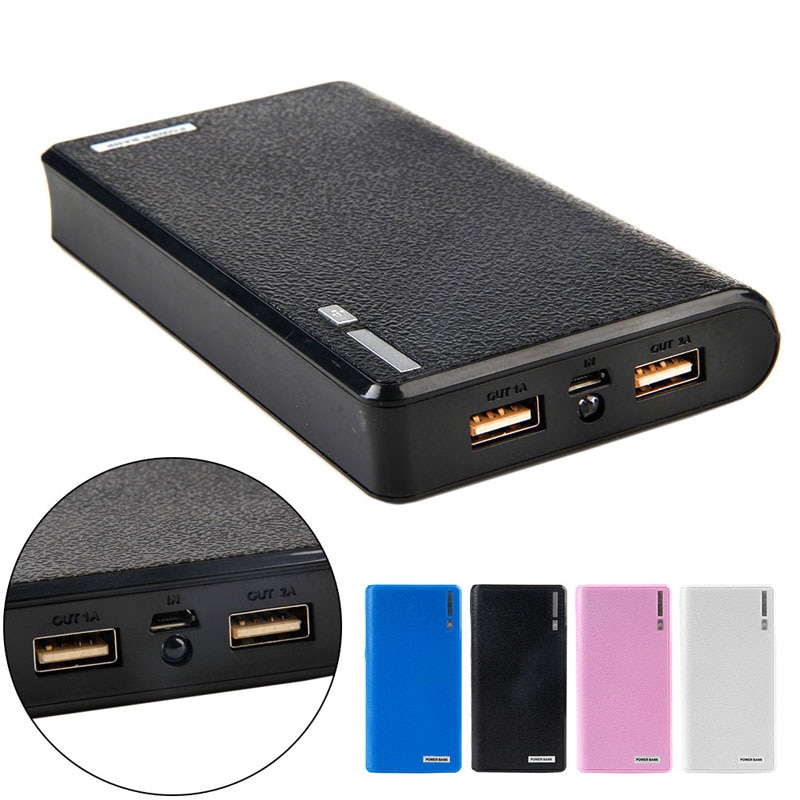 1 PC Dual USB Power Bank 6x18650 custodia esterna per caricabatterie per telefono