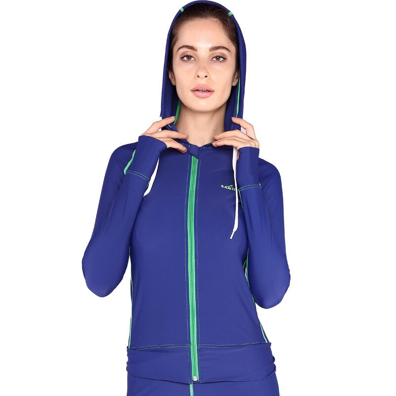 Sabolay Camicette Amanti Delle Donne Degli Uomini di Lycra Elastica Cardigan Rashguard Surf Della Chiusura Lampo di Stile di Nuotata Protezioni Uv Camicia Pantaloni di Acqua di Sport: women clothes / 4XL