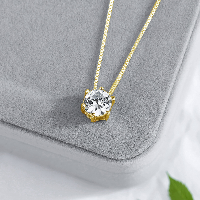 Classic Klauwen Crystal Zirkoon Hanger Ketting Voor Vrouwen Meisje Mode Zilveren Kleur Wit Zirkoon Bruiloft Ketting Sieraden: Gold