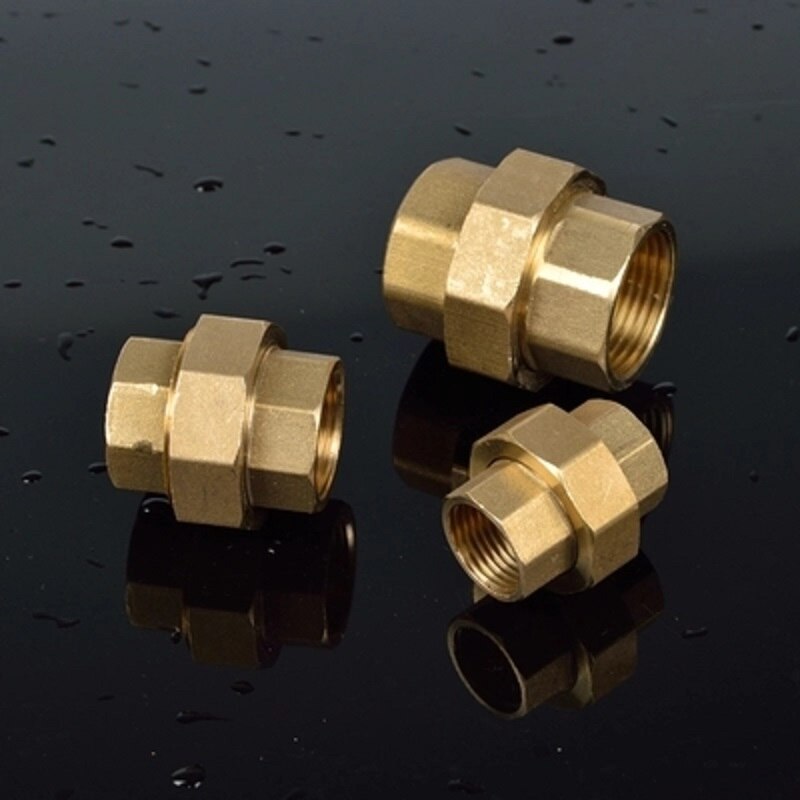 1Piece Brass Pipe Union Connector Coupling Copper Double Ness Joint Female Thread Plumbing Fittings 1/2" 3/4" 1"