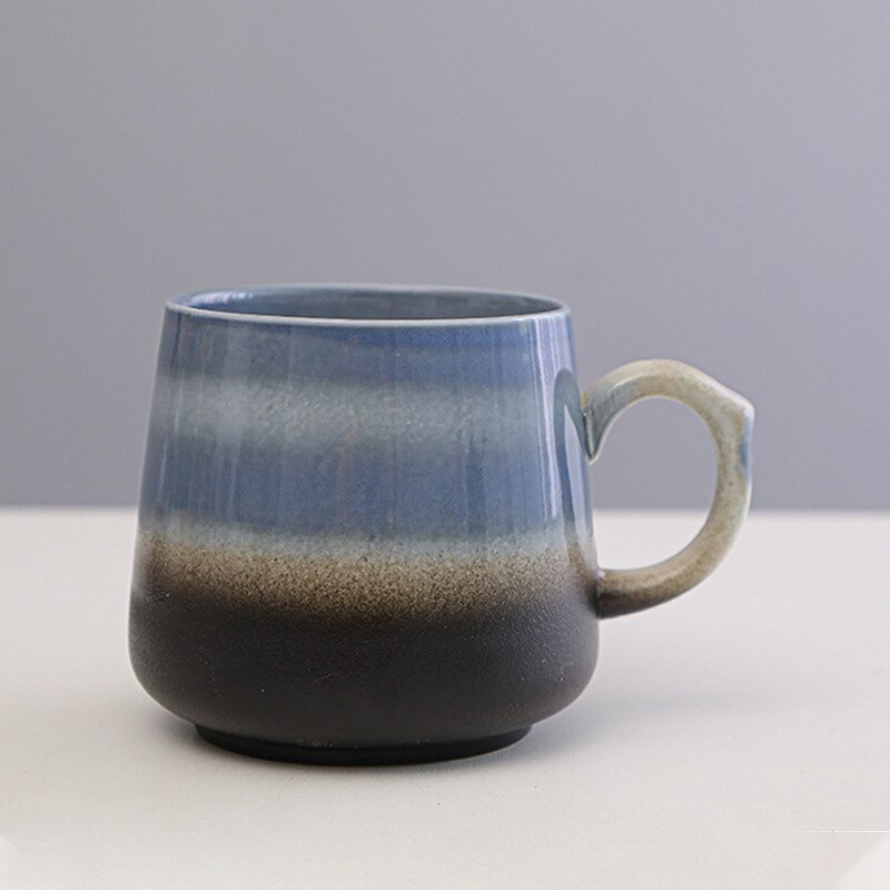 Vintage Multicolor Kiln Fambe Ceramic Teacup Japanese Style Retro Handmade Tea Cup Temmoku Glaze TeaSet Home Tea Bowl Master Cup: E9-350ml