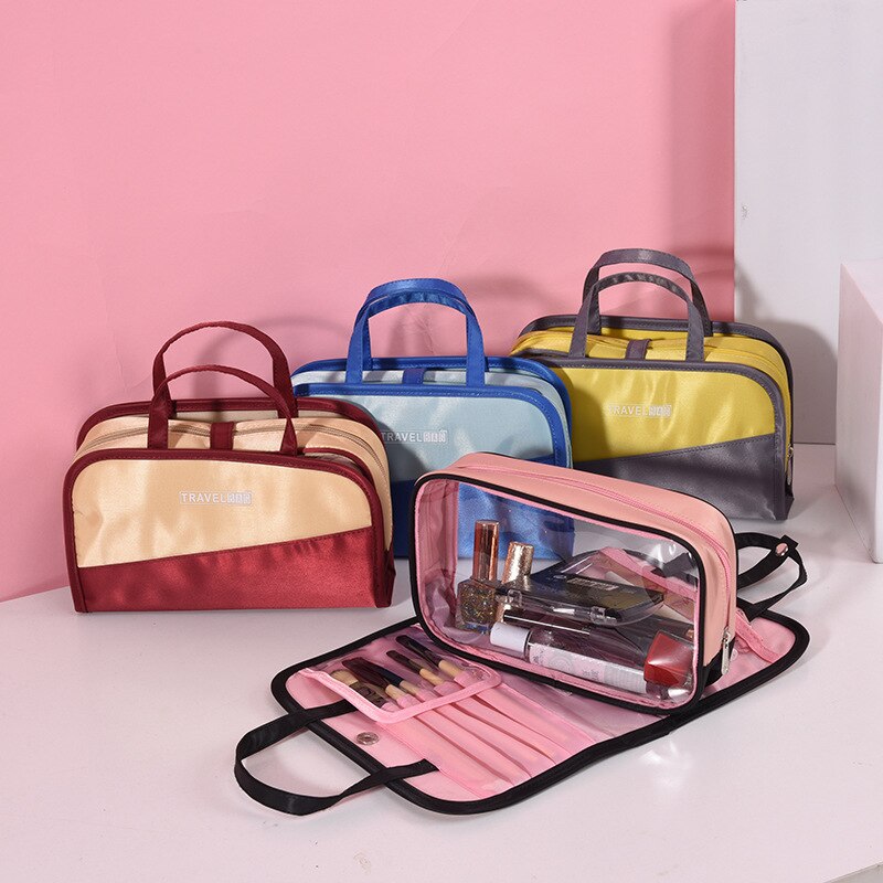 Leuke 2 In1 Cosmetische Tas Waterdichte Pvc Make Borstel Tas Vrouwen Reizen Beauty Pouch Make Up Organizer Make Gevallen Schoonheid tassen
