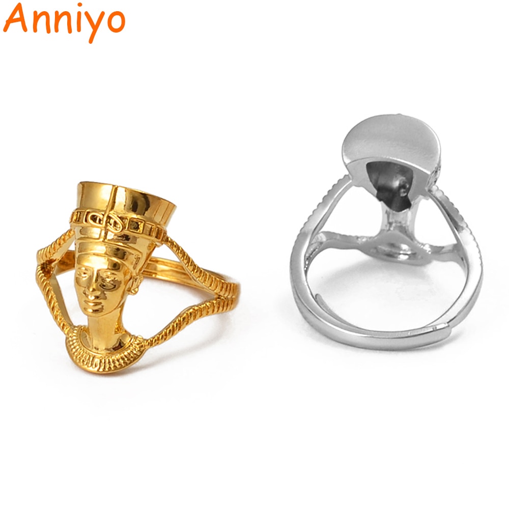 Anniyo regina egizia nefertilizzanti anello per le donne ragazze africano anello di barretta gioielli colore oro partito tutto'ingrosso regalo nazionale #235906