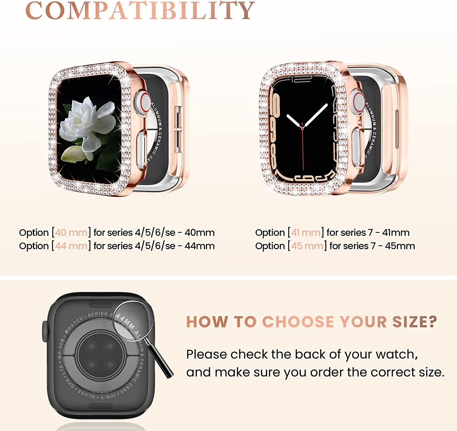 Diamentowe etui ochronne do Apple Watch Series 7 41MM 45MM Pokrowiec do iWatch 6 SE 5 4 3 38MM 42MM 40mm 44mm Akcesoria