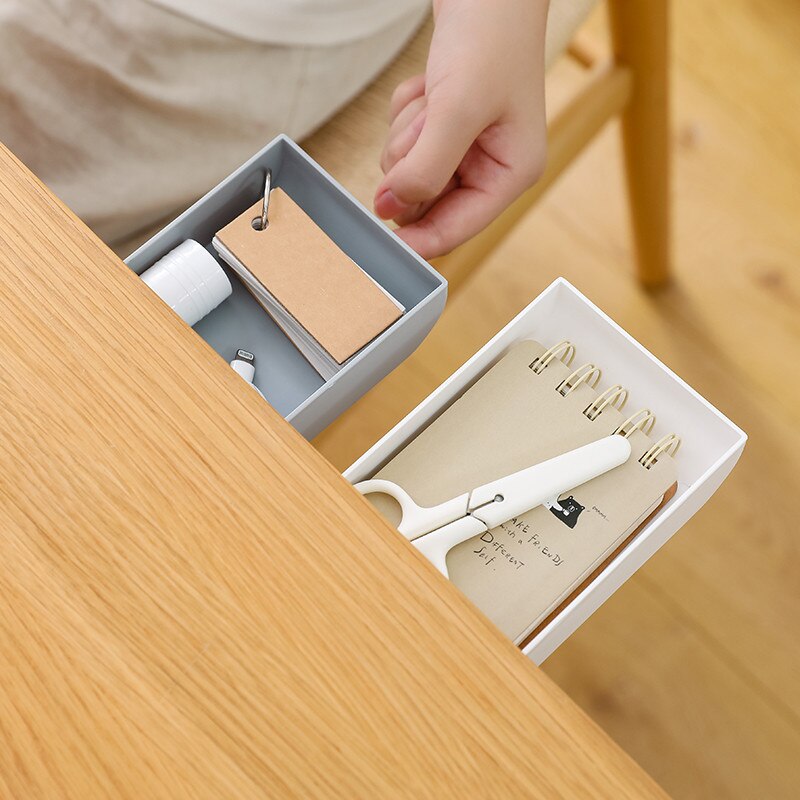Zelfklevende Onder Bureau Drawer Make Organizer Potlood Lade Penhouder Desktop Diversen Opbergdoos School Briefpapier Leveringen