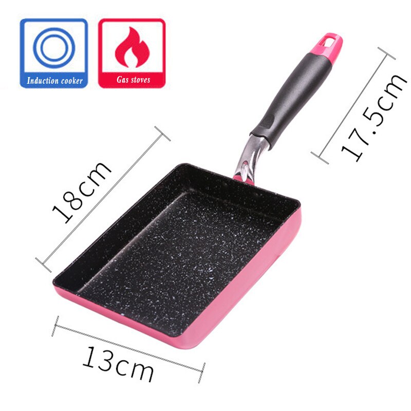 13 x 18cm stekepanne tamagoyaki omelett svart ikke-pinne panne steke eggpanne pannekake kjøkkenpott naken brukes til gasskomfyr: B