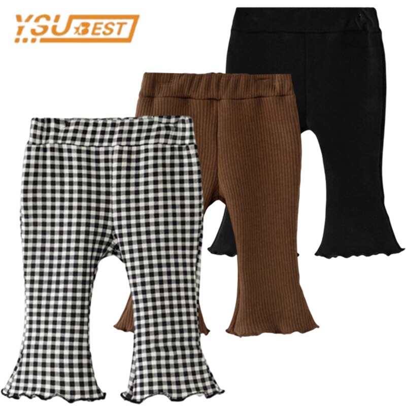 0-6Yrs Kids Baby Broek Meisjes Casual Broek Broek Lente Kinderen Plaid Broek Katoenen Kleding Meisjes Elasticiteit Flare Broek