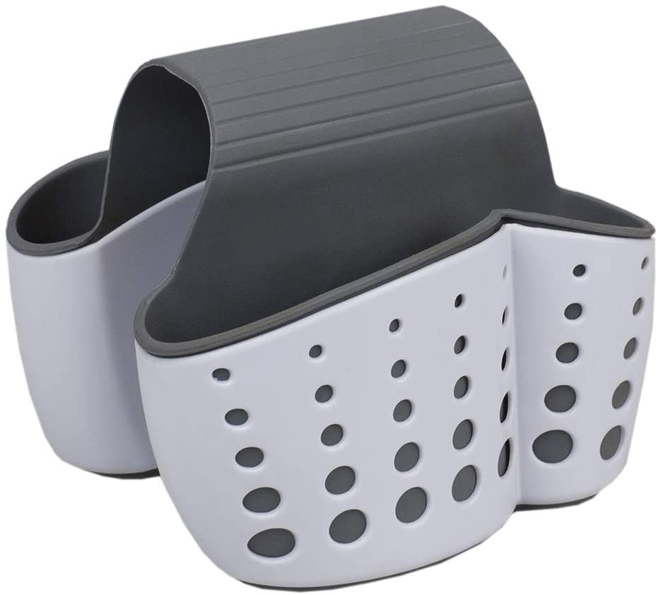 Porte-éponge de selle pour évier Double, égouttoir, blanc/gris