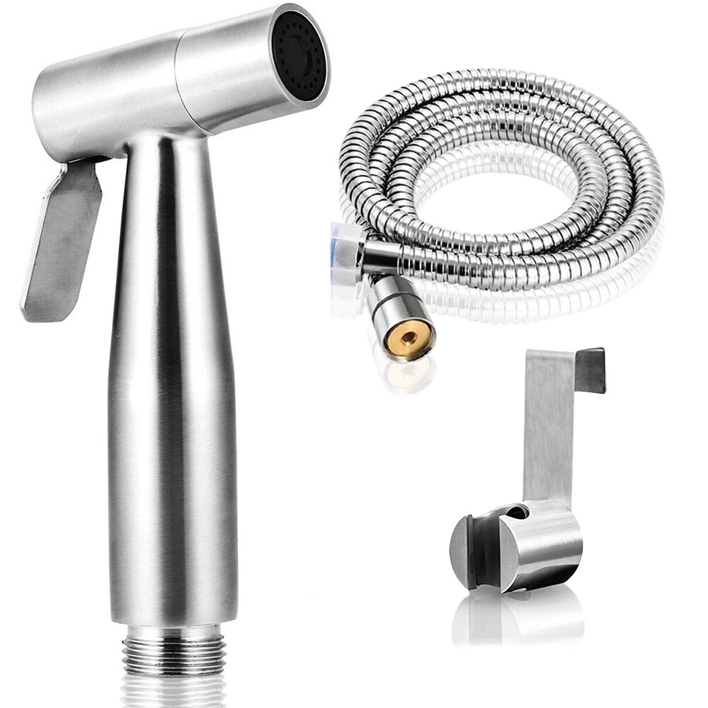 Toalett hand bidé kran badrum bidé dusch spruta mässing t adapter 1.2m slang tank krokad hållare själv rengörande enkel installation: Ss501 b uppsättningar