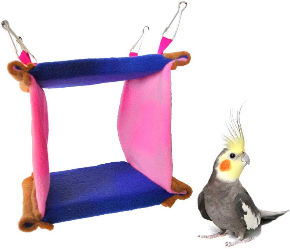 Bird Square Nest Plush Hanging Hammock Happy Hut for Parrot Parakeet Cockatiel Conure Lovebird Finch Cage Perch