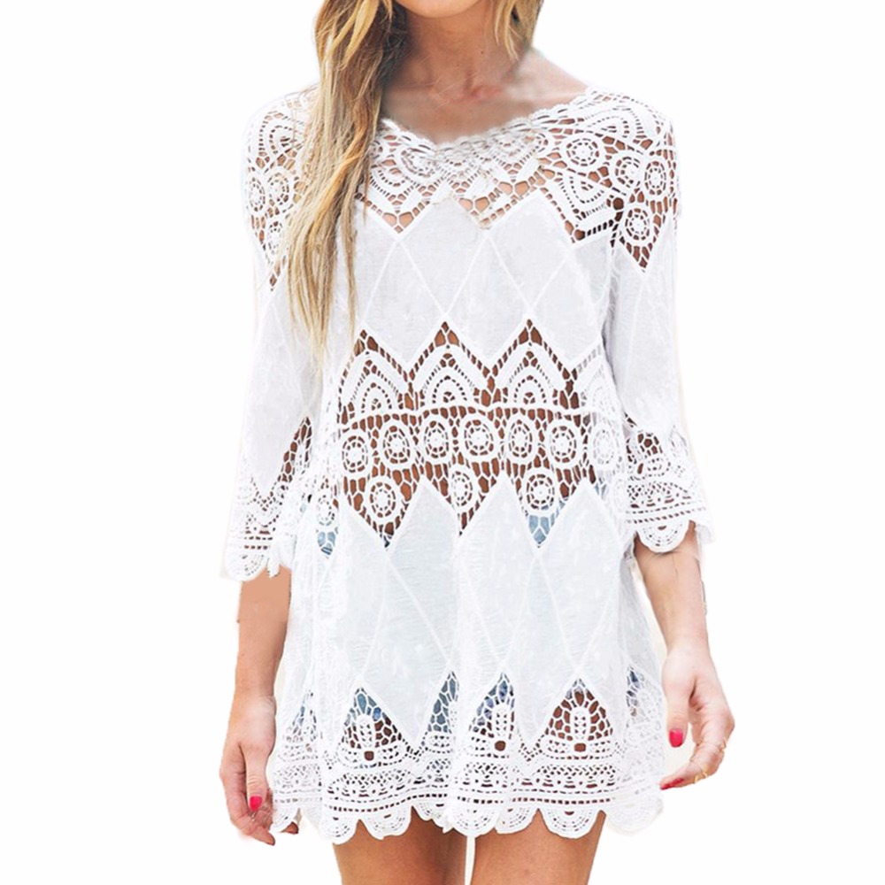 Zomer Blouse Shirts Vrouwen Hollow Out Bloemen Zon Blouses Witte Bloemen Chiffon Top Blouse roupas feminina Shirt