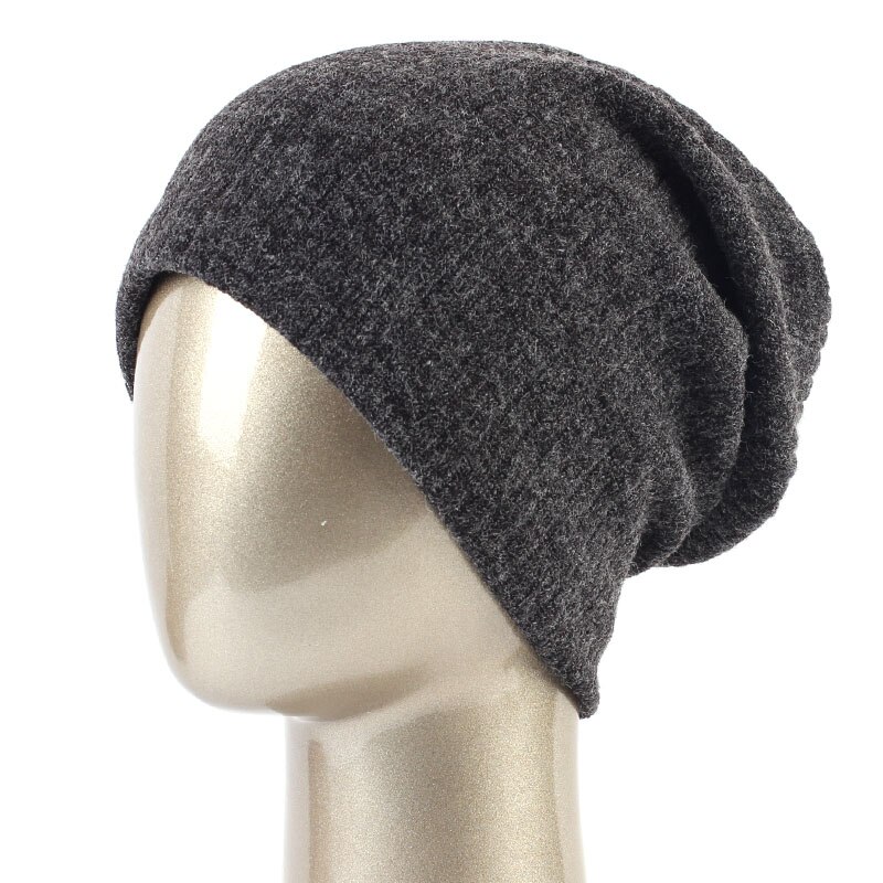 Geebro damska prążkowana czapka typu czapka bez daszka zimowa jednobarwna bawełna Slouchy czapki dla kobiet panie Balavaca Skullies & czapki Dropshipping: ciemny Ash szary