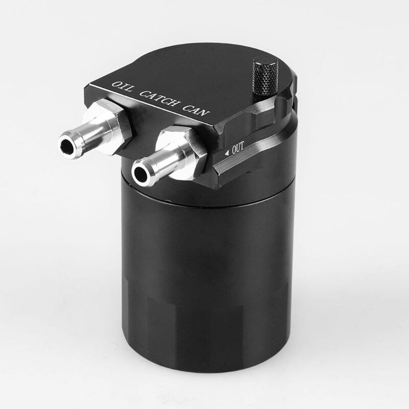 Universal Car Oil Catch Can Tank with Breather Compact Dual Cylinder Polish