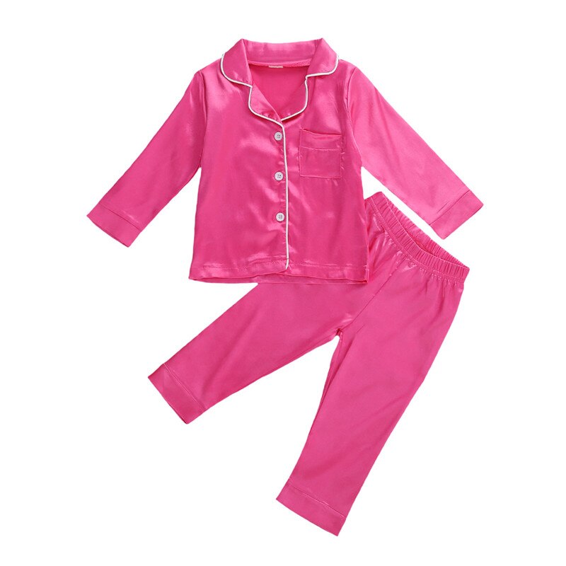 Pudcoco Peuter Kids Baby Meisjes Satijn Pyjama Set Lange/Korte Mouwen Button-Down Nachtkleding Pjs Trainingspak Outfits 1-7T: Long Sleeve / 100