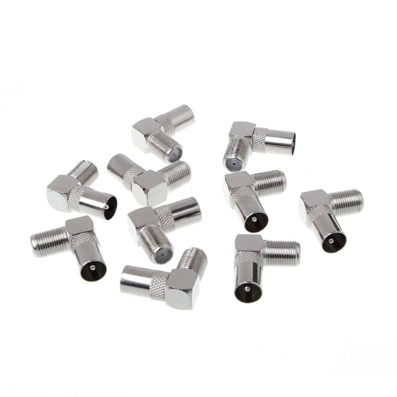 10 Pcs Right Angled Angle 90 degree F Connector Female to RF Coax Male Plug Aerial
