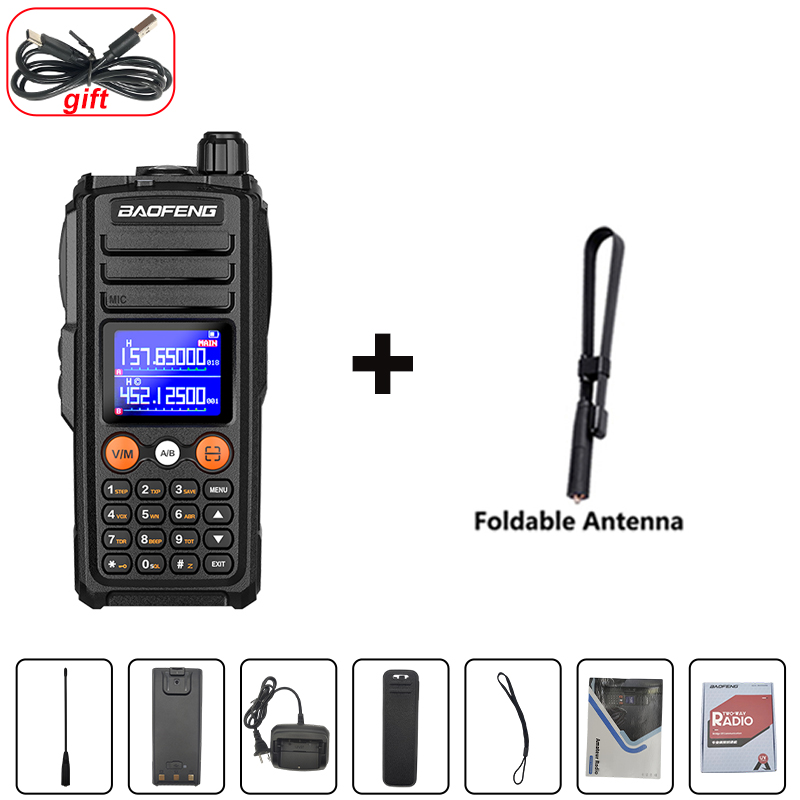 Baofeng UV-27 Walkie Talkie High Power FM NOAA 999CH Wireless Copy Frequency Type-C Portable Long Range 2 Way Radio For Camping: black / US