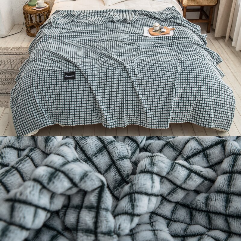 Couvertures en flanelle douce pour lits couleur unie corail polaire fausse fourrure en peluche jeter simple lit Double hiver couvre-lit couvertures: Turquoise / 200X230CM